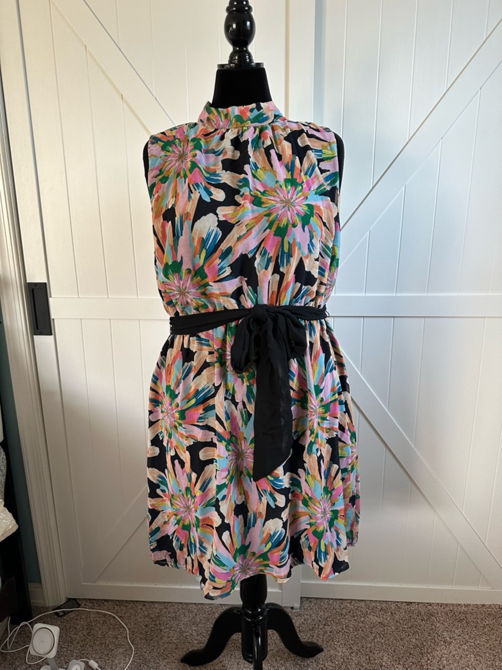 Sweet Pea by Stacy Frati Floral Tie Neck Sleeveless Dress NWT XXL